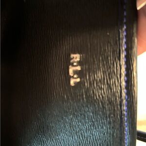 Ralph Lauren Black Leather Tote with Blue Accents